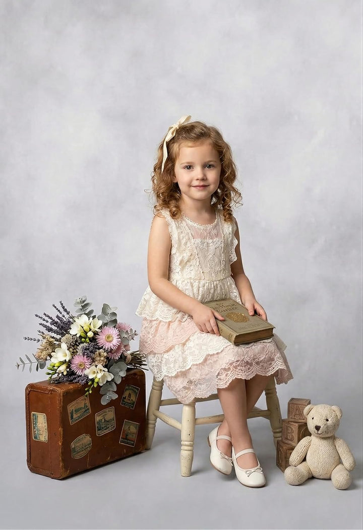 Kate Photocall Weiss 3x3m/10x10ft Vintage Foto Stusio Smokey Grey Portrait Hintergrund für Neugebore