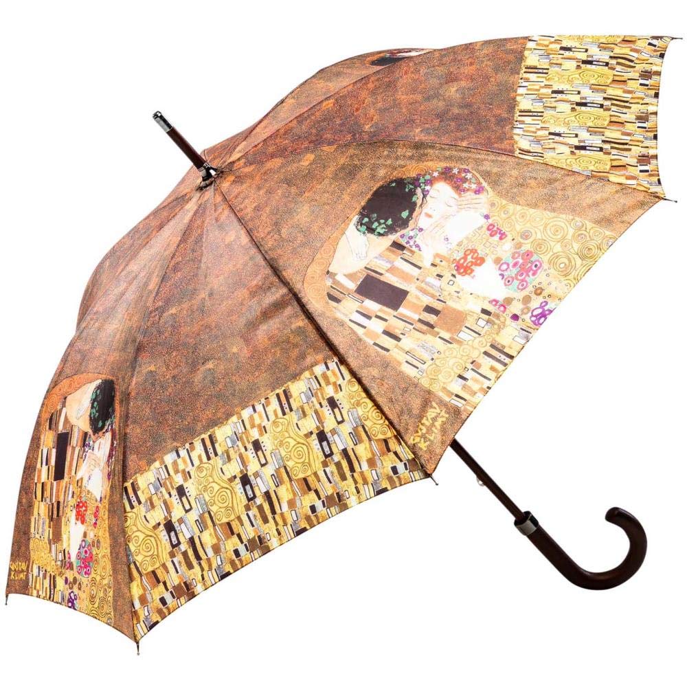 LUCKYWEATHER Regenschirm Stockschirm Damen Motiv Klimt The Kiss I Stockregenschirm gross und stabil