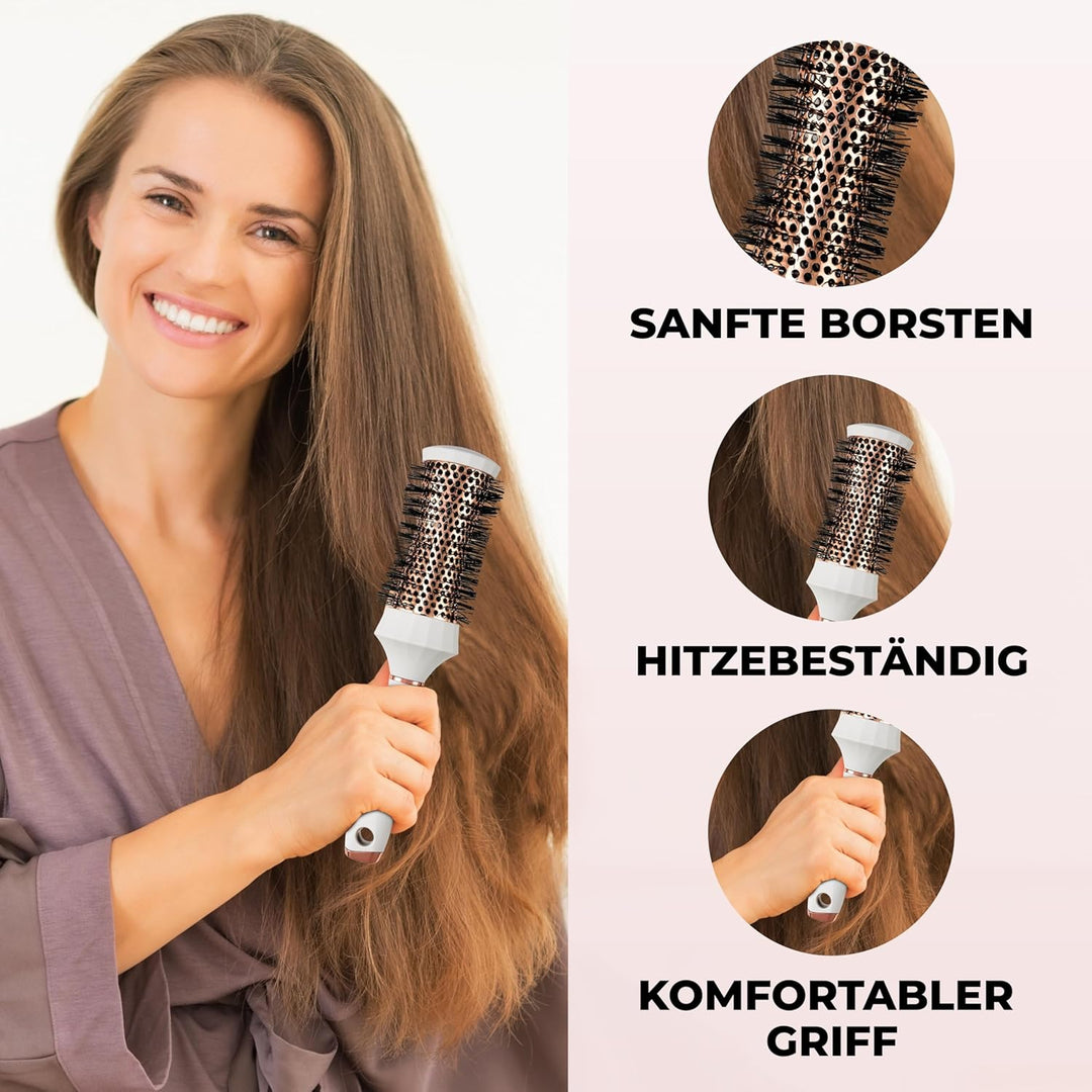 Lily England Runde Haarbürste Set, 4 Stück Professional Blow Dry Kit mit 3 runden Bürsten und Kamm f