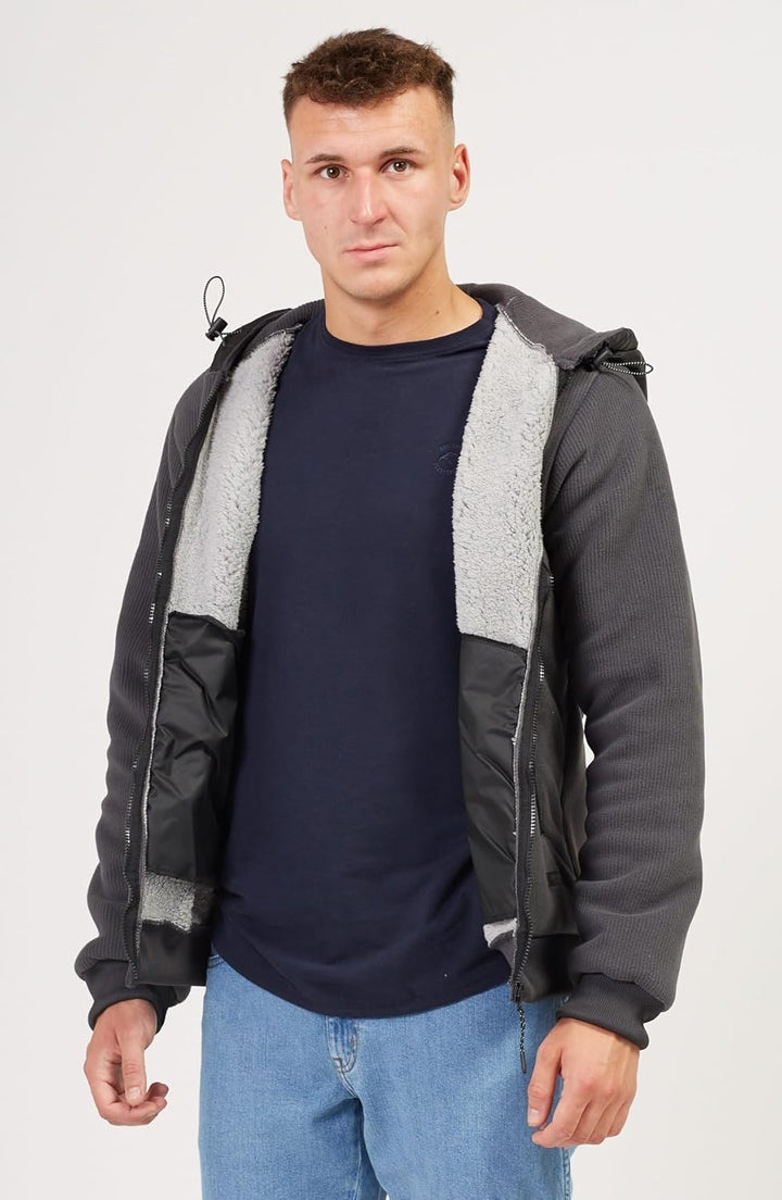 Indicode Herren Strickjacke Barton Kapuzenjacke Winter Jacke gefüttert mit Kapuze L Dk Grey, L Dk Gr