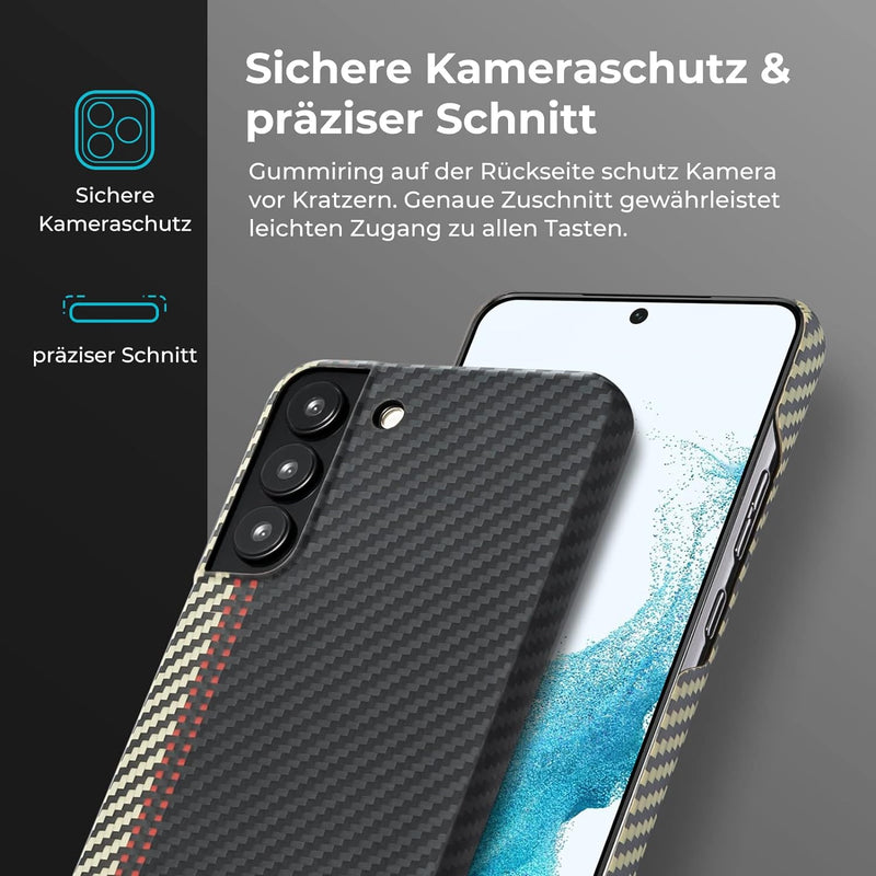 pitaka Magnetische Hülle für Samsung Galaxy S22+ 6,6 Zoll Ultradünne Handyhülle aus 1500D Aramidfase