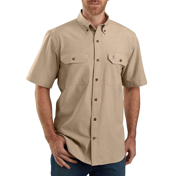 Carhartt Herren Loose Fit Midweight Chambray Short Sleeve Shirt M Dark Tan Chambray, M Dark Tan Cham