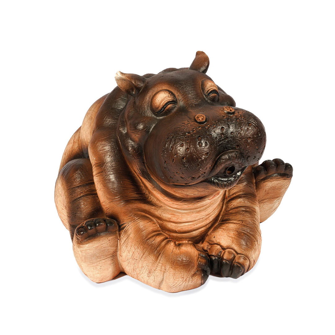 esotec Wasserspeier Figur Flusspferd Hippo, Einzelfigur Teichfigur Gartenstatue Brunnenfigur Gartent