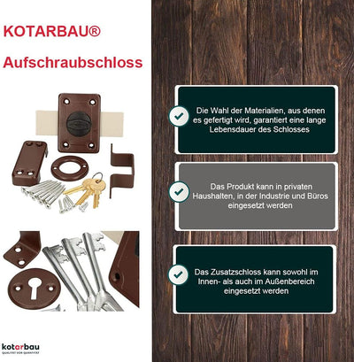 KOTARBAU® Aufschraubschloss 140 mm Kastenschloss Zustazschloss Türschloss Profilzylidner Türzusatzsc