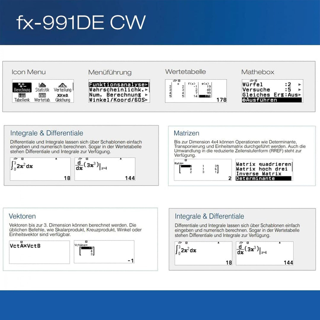 Casio FX-991DE CW ClassWiz technisch wissenschaftlicher Rechner, deutsche Menüführung FX-991DE CW Oh