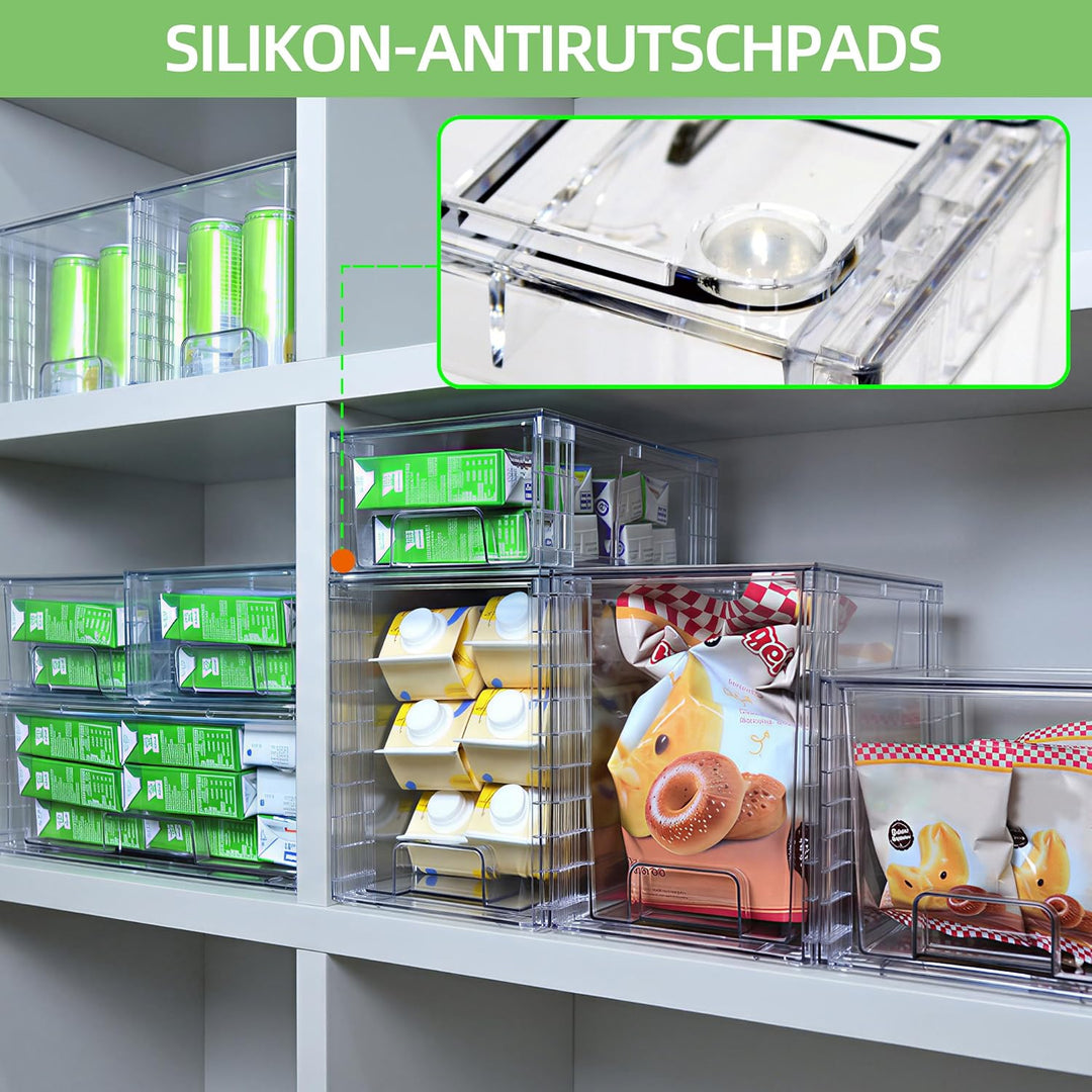 2er Set Stapelbare Aufbewahrungsschubladen, Hochfeste Klare Acryl Organizer mit Griffen Leicht Monti