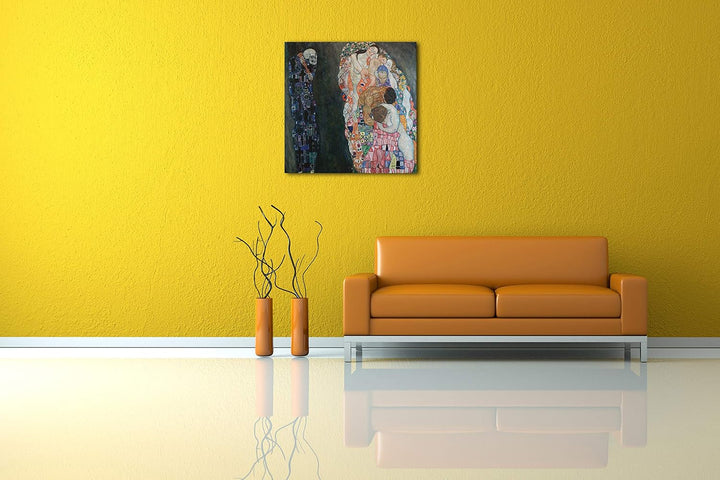 Printed Paintings Leinwand (70x70cm): Gustav Klimt - Tod und Leben (1908-1915) 70x70 cm, 70x70 cm
