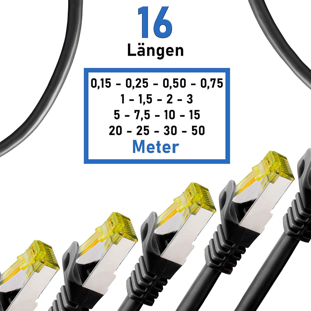 BIGtec LAN Kabel 10 Stück 2m Netzwerkkabel CAT7 Ethernet Internet Patchkabel CAT.7 schwarz Gigabit d