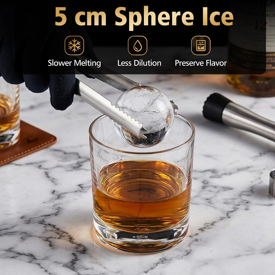 COSTWAY 5cm Eiswürfelmaschine für Eiskugeln, 48 Stück/Tag | Eiskugelmaschine aus Edelstahl mit Wasse