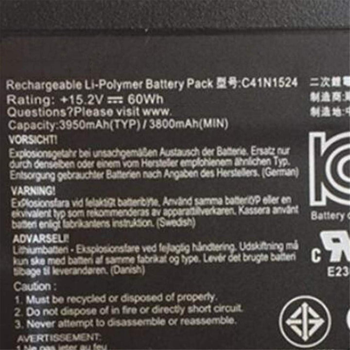 C41N1524 0B200-01250200 C41PMC5 Laptop Akku für Asus ZenBook G60V N501JW-1A N501JW-1B N501JW-2A N501