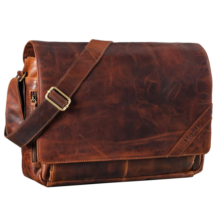 STILORD 'Nick' Umhängetasche Leder Herren Damen Unitasche 15.6 Zoll Laptoptasche Aktentasche Bürotas