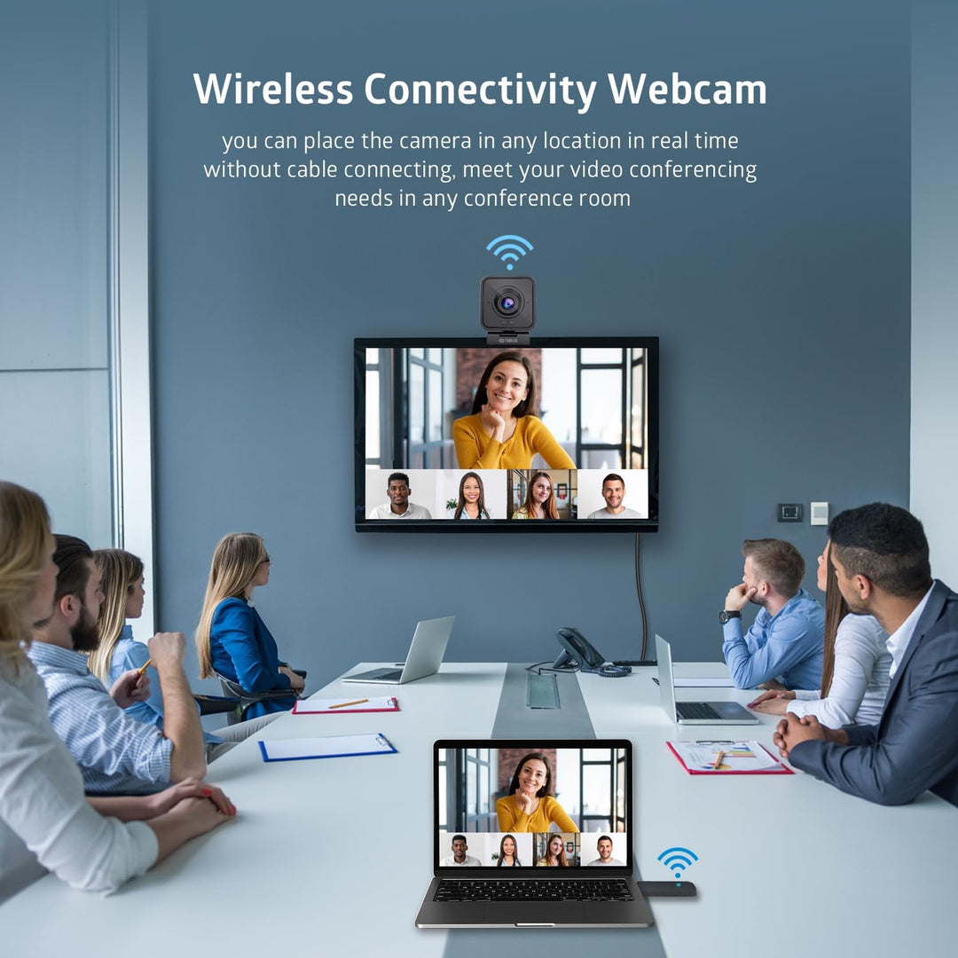 TOALLIN Kabellose Webcam für PC, 1080P Full HD Wireless Webcam, integriertes Mikrofon mit Geräuschun