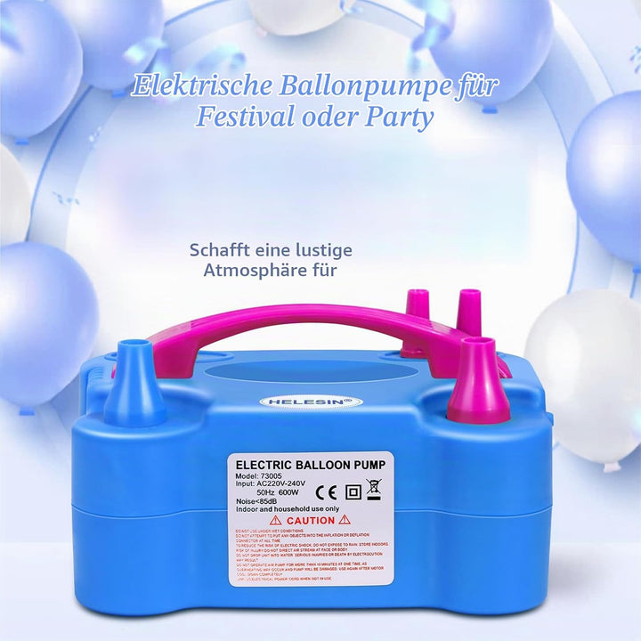 Luftballonpumpe Elektrisch, 600W Ballonpumpe Elektrisch, 2 Inflationsmodi Luftballon Pumpe Elektro,