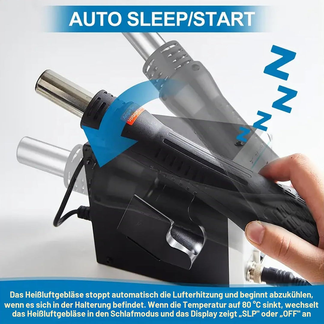 Victool Lötstation, 2 in 1 Heissluft Lötstation Lötkolben Set 8586 mit 3 Luftdüsen, Einstellbare Tem