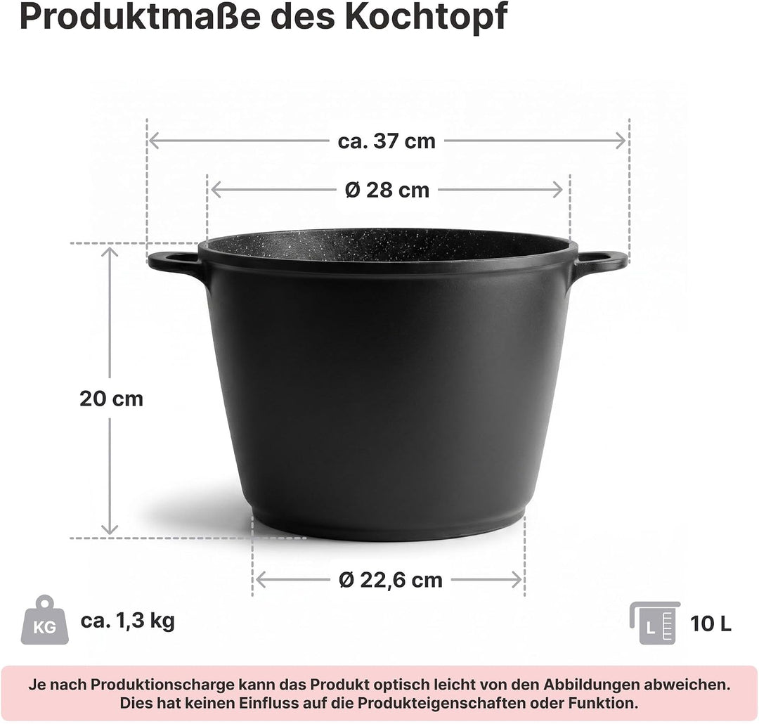 Kochtopf 10 L Suppentopf 28 cm Aluminiumguss Fleischtopf Antihaft Milchtopf Pastatopf Gemüsetopf Sch