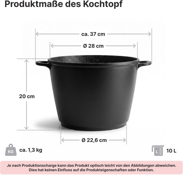 Kochtopf 10 L Suppentopf 28 cm Aluminiumguss Fleischtopf Antihaft Milchtopf Pastatopf Gemüsetopf Sch