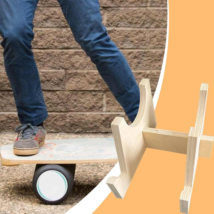 Balance Board Aufbewahrungsregal aus Holz, Rollbrettständer, Trainingsständer mit stabilem Holzrahme