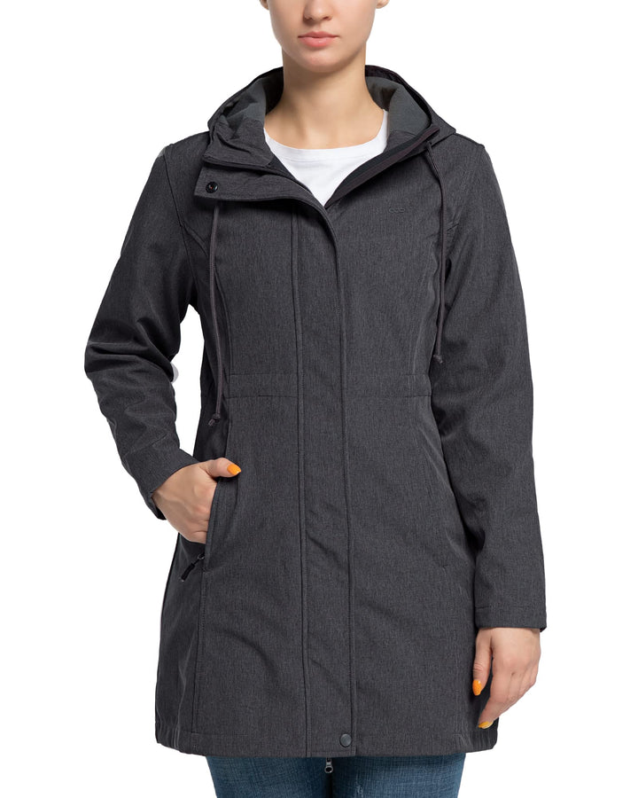 33,000ft Damen Leichte Wasserdichte Softshell Regenjacke Lange Funktionsjacke Übergangsjacke Windjac