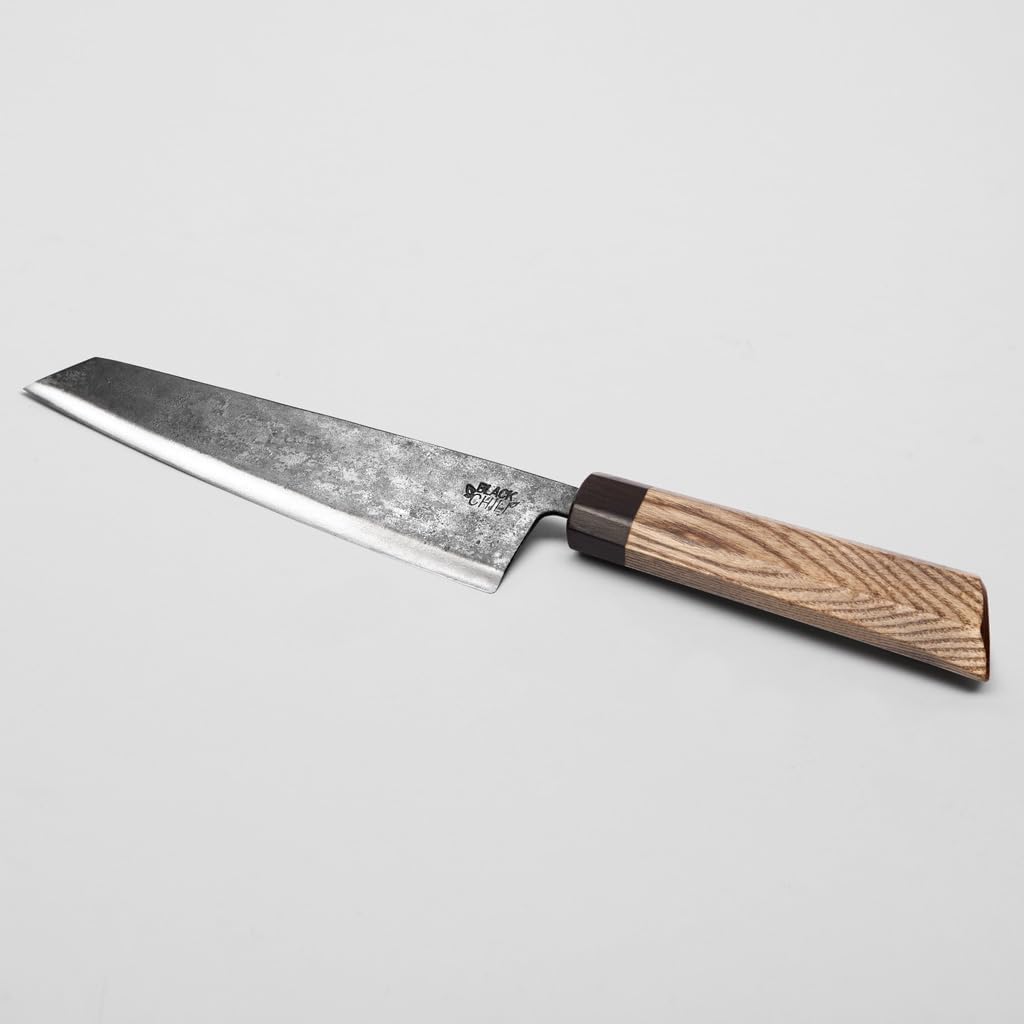 Chefmesser | Escheholz Griff | 19 cm Carbonstahl Klinge mit 61–63 HRC | Profi Kochmesser für Fisch,
