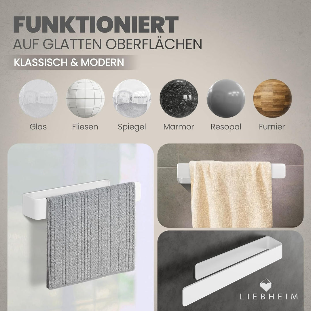Handtuchhalterung Ohne Bohren - Handtuchhalter Wand - Handtuch Aufbewahrung Weiss - Handtuchstange B