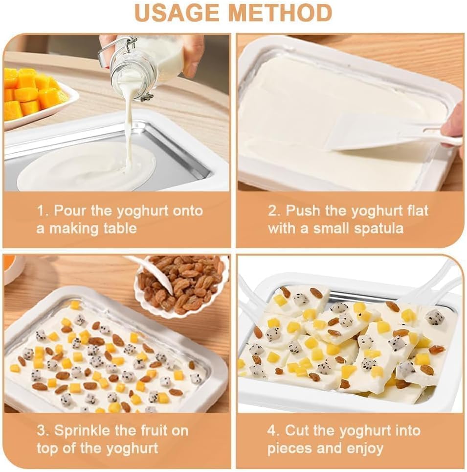 Eisplatte Zum Eis Machen, Roller Maker Pan mit 2 Spateln, Rolled Ice Cream Maker Eis Selber Machen D