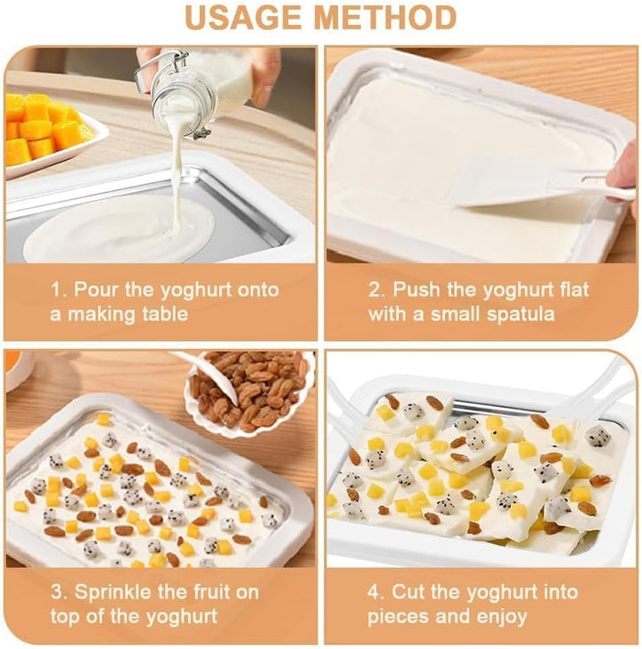 Eisplatte Zum Eis Machen, Roller Maker Pan mit 2 Spateln, Rolled Ice Cream Maker Eis Selber Machen D