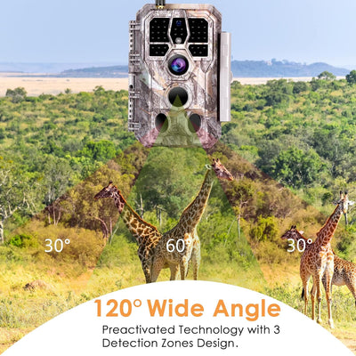 WLAN Wildkamera WiFi Wildtierkamera Nachtsichtkamera Fotofalle 32MP 1296P Verbinden druch APP Blueto