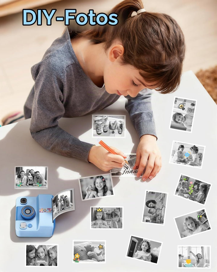 Sofortbildkamera Kinder, 1080P HD Kinderkamera Sofortbildkamera mit Sofortdruck, 32GB SD-Karte &amp; 5 R