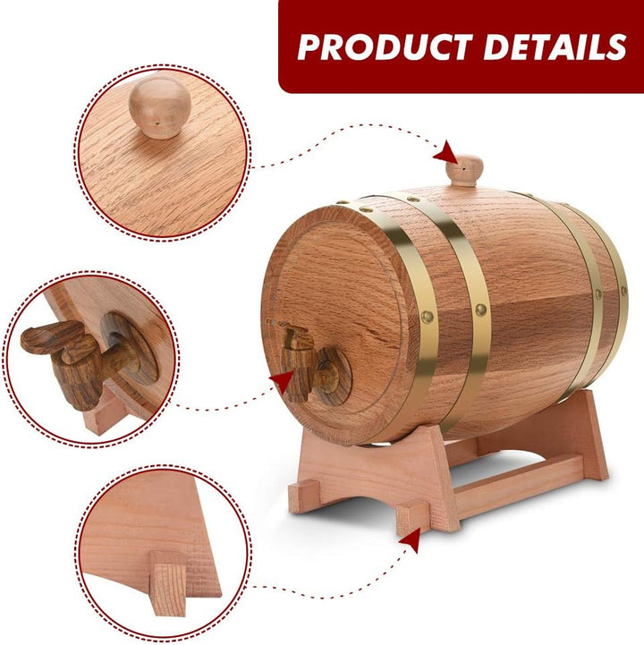 Cocoarm Eichenfass 3L Holzfass Weinfass Whiskyfass Weinspender zur Aufbewahrung von Whiskey Bourbon