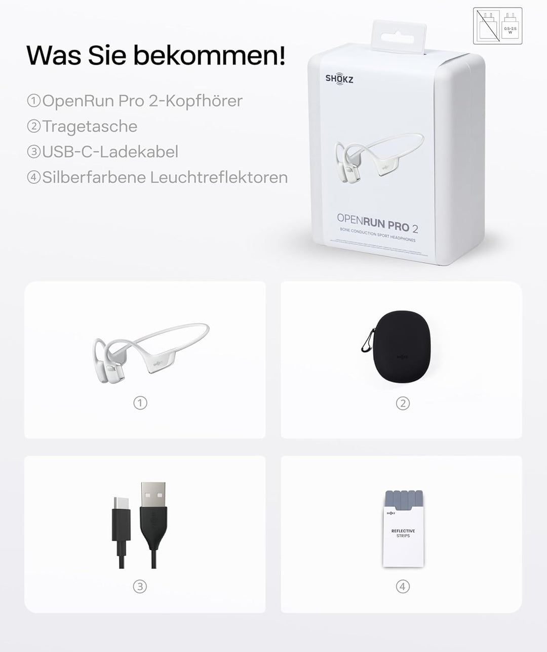 SHOKZ OpenRun Pro 2 Knochenschall Sportkopfhörer, Open-Ear-Ohrhörer mit Bluetooth 5.3, Mikrofon mit
