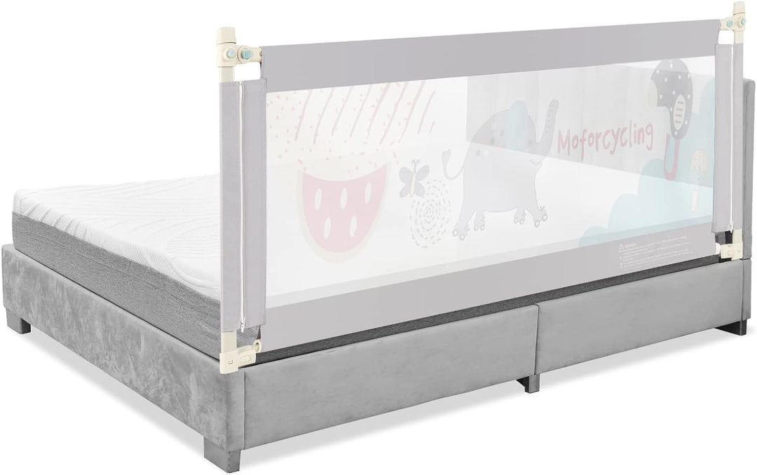 COSTWAY 175cm Bettgitter, 24 Stufen höhenverstellbares Babygitter mit doppeltem Verschluss & Reissve