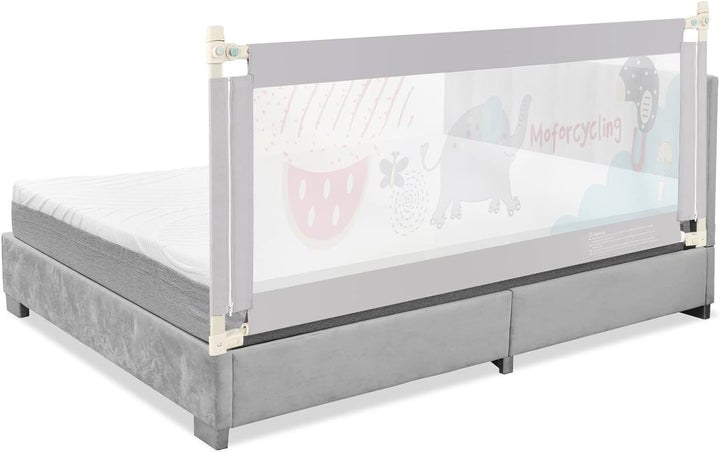 COSTWAY 175cm Bettgitter, 24 Stufen höhenverstellbares Babygitter mit doppeltem Verschluss & Reissve