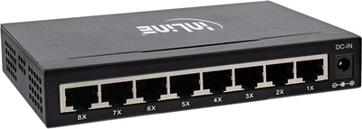 InLine 32308M Netzwerk Switch 8-Port, Gigabit Ethernet, 10/100/1000MBit/s, Desktop, Metall, lüfterlo