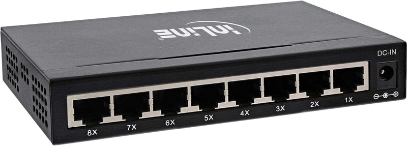 InLine 32308M Netzwerk Switch 8-Port, Gigabit Ethernet, 10/100/1000MBit/s, Desktop, Metall, lüfterlo