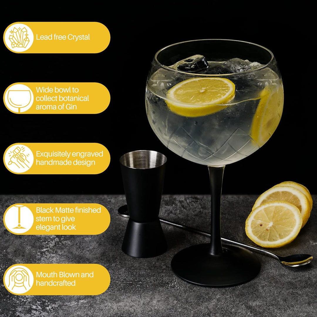 MIAMIO - 2 x 650 ml Gin Glas / 2er Gin Gläser Set -Hochwertige Gin Tonic Gläser ideal für Gin und Co