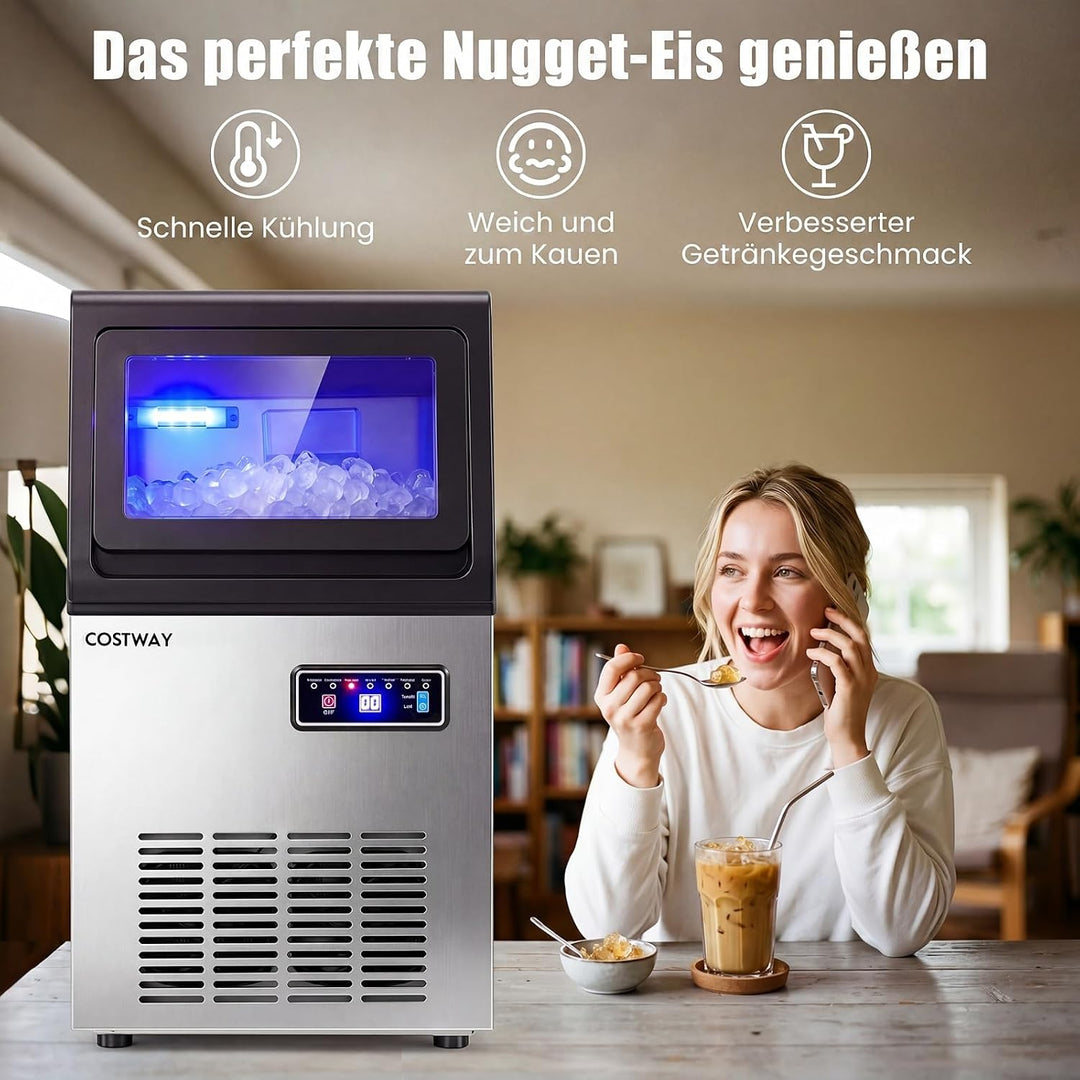 COSTWAY Gewerbliche Eiswürfelmaschine aus Edelstahl, Eiswürfel 41kg/24 Std. Modell 2, Modell 2