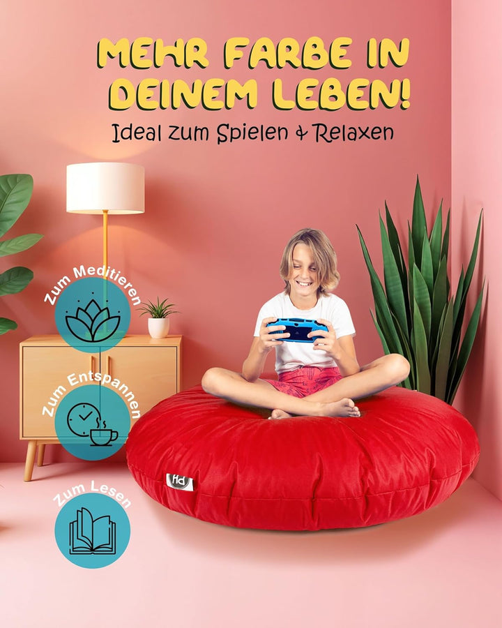 PATCH HOME Sitzsack 2 in 1 Sitzkissen Bodenkissen für Erwachsene &amp; Kinder - Gaming mit Füllung Kisse