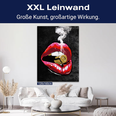 wandmotiv24 Leinwandbild 260 g/m² - Kunstdruck auf Leinwand - Wandkunst - Wandbild mit Frauen Lippen