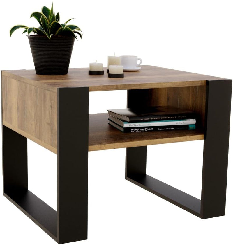 Couchtisch KARO rechteckiger Kaffeetisch aus Holz Modern Teetisch 65 x 53,6 45cm massiv und stabil (