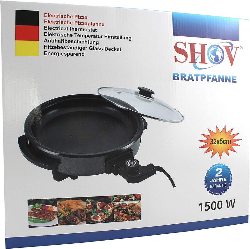 Shov Elektrische Pfanne Ø 32/5cm Pizzapfanne Partypfanne Elektropfanne Bratpfanne