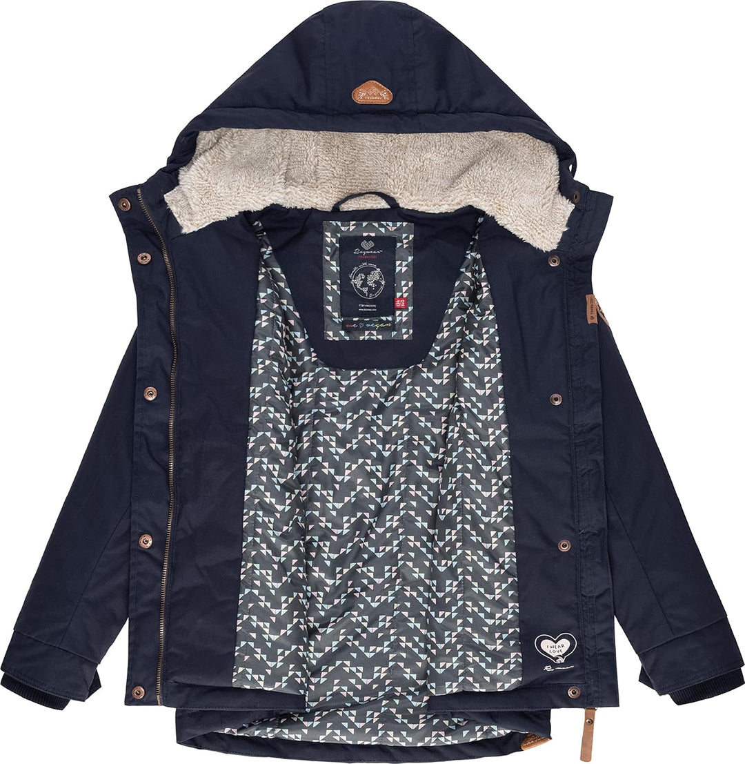 Ragwear Kinder Mädchen Winterjacke Wintermantel Outdoorjacke mit Kapuze Elvina 128-152 140 Navy, 140