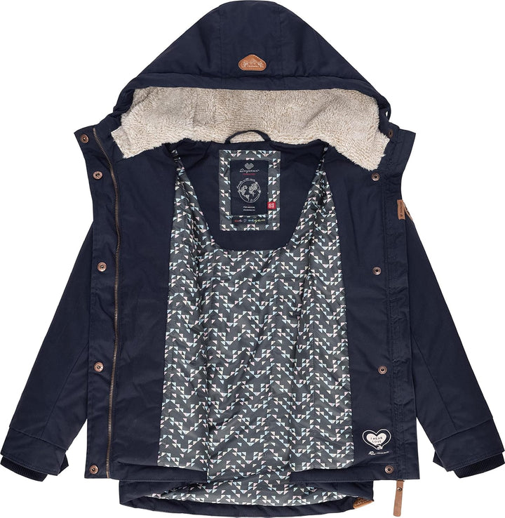 Ragwear Kinder Mädchen Winterjacke Wintermantel Outdoorjacke mit Kapuze Elvina 128-152 140 Navy, 140