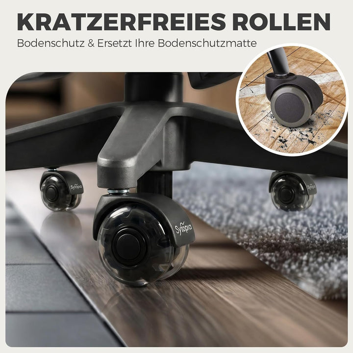 Sytopia Bürostuhl Rollen 11mm x 22 mm, 5er Set Rollen für Bürostühle, Super Leise und Weiche für Har
