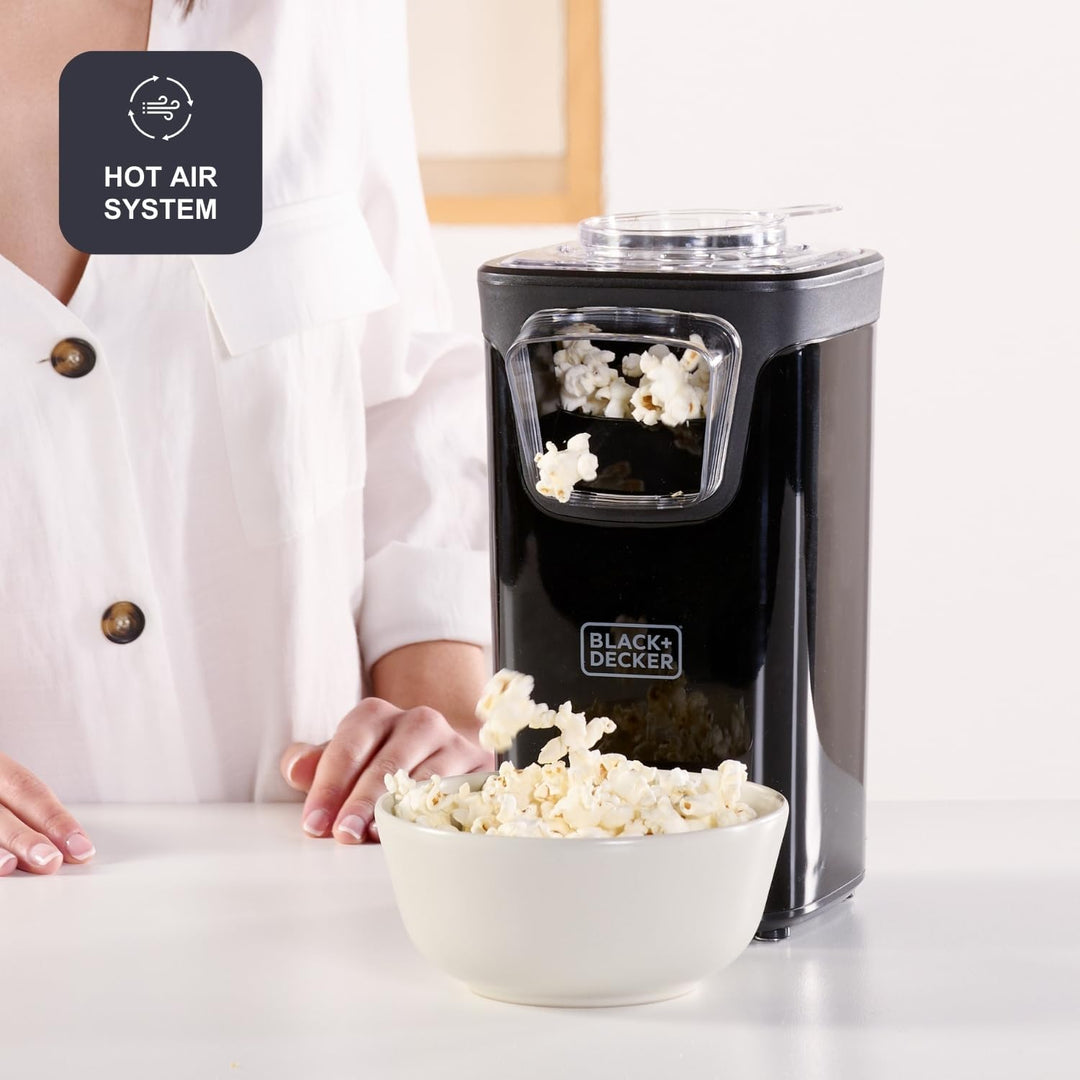 BLACK + DECKER BXPC1100E - Popcorn-Maker, 1100W, ölfreier Popcorn-Maker, kompaktes Format, schnell f