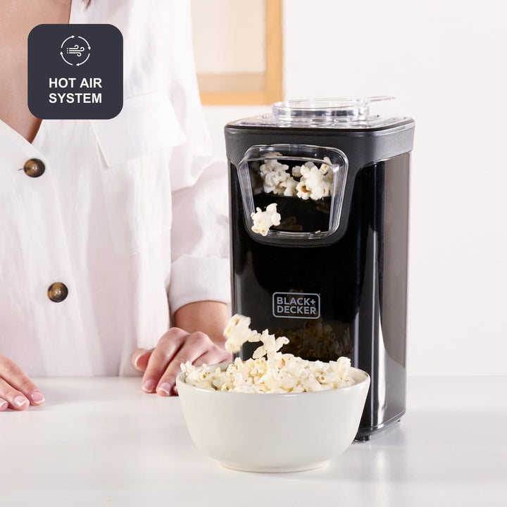 BLACK + DECKER BXPC1100E - Popcorn-Maker, 1100W, ölfreier Popcorn-Maker, kompaktes Format, schnell f
