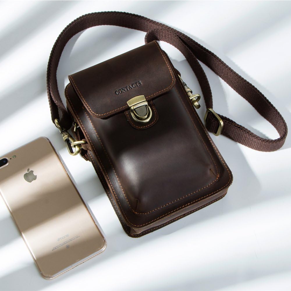 CONTACTS Echtes Leder Herren Kleine Messenger Taillentasche Gürteltasche Telefon Brieftasche Geldbör