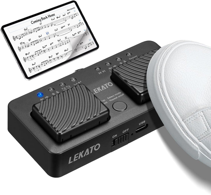 LEKATO Bluetooth Page Turner Pedal für Tablet Smartphone, Wiederaufladbares Page Turning Pedal, Drah