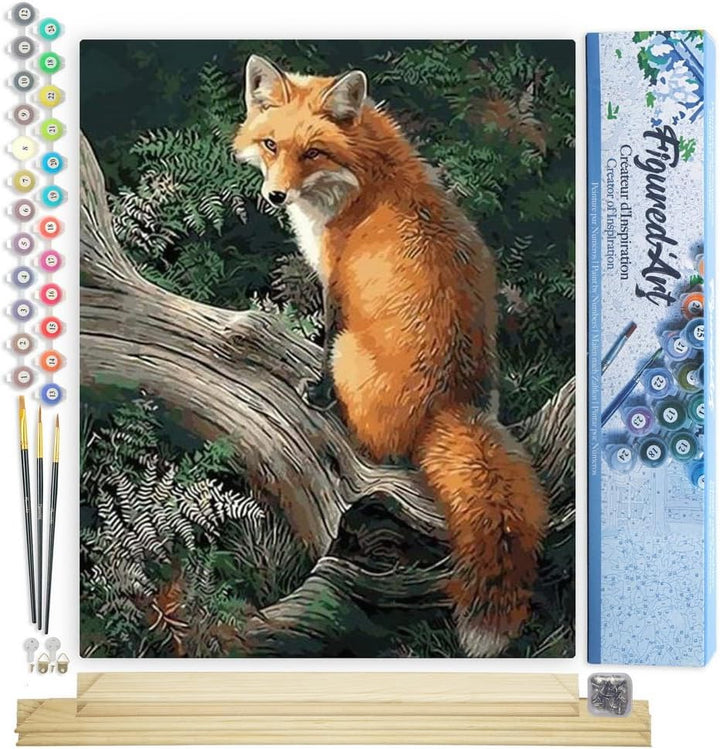 Figured'Art Malen Nach Zahlen Erwachsene Mit Rahmen Fuchs im Wald - Paint by Numbers Basteln DIY Bas
