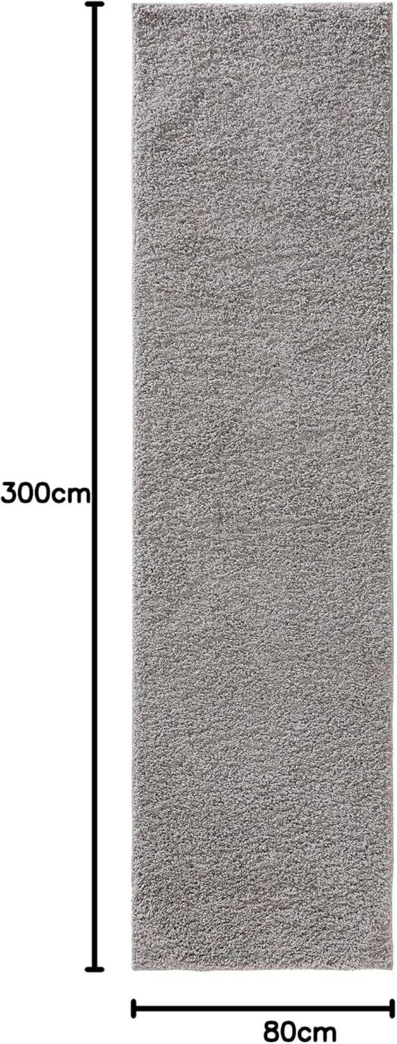 Benuta Hochflorteppich Soho Shaggy Hochflor Wohnzimmer Flauschig Modern Waschbar Hellgrau 80x300 cm