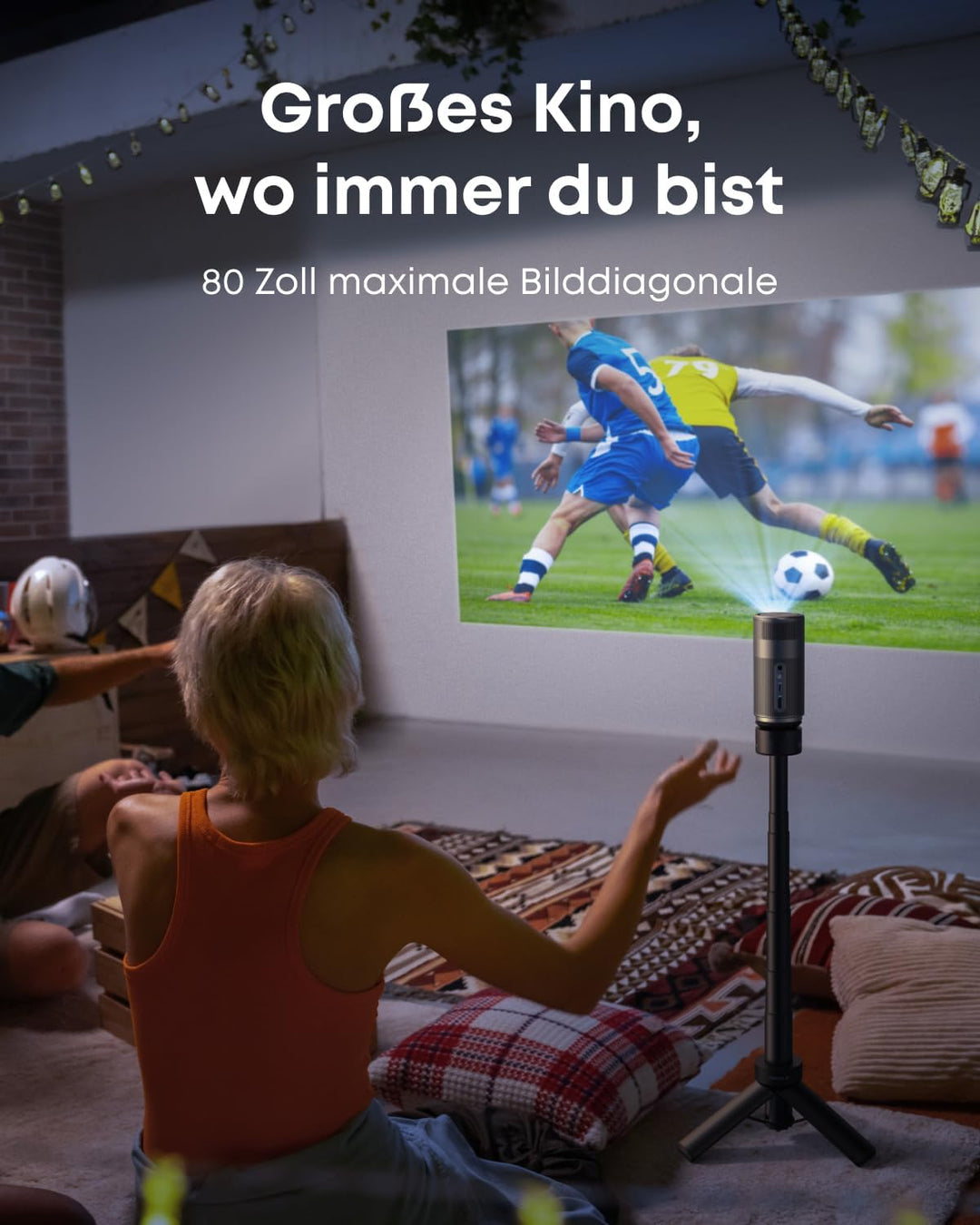NEBULA Capsule Air Projektor mit Google TV, offiziell Lizenziertes Netflix, 720p Smarter Mini-Beamer